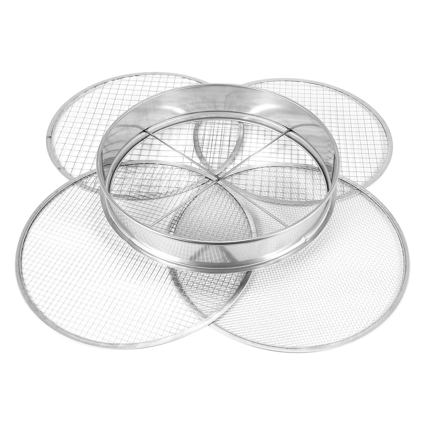 Barfeery Garden Potting Mesh Sieve Sifting Pan - Stainless Steel Mix Soil Filter 4 Sieve Mesh Filter(1/8In,1/4In,3/8In,and 1/2In)