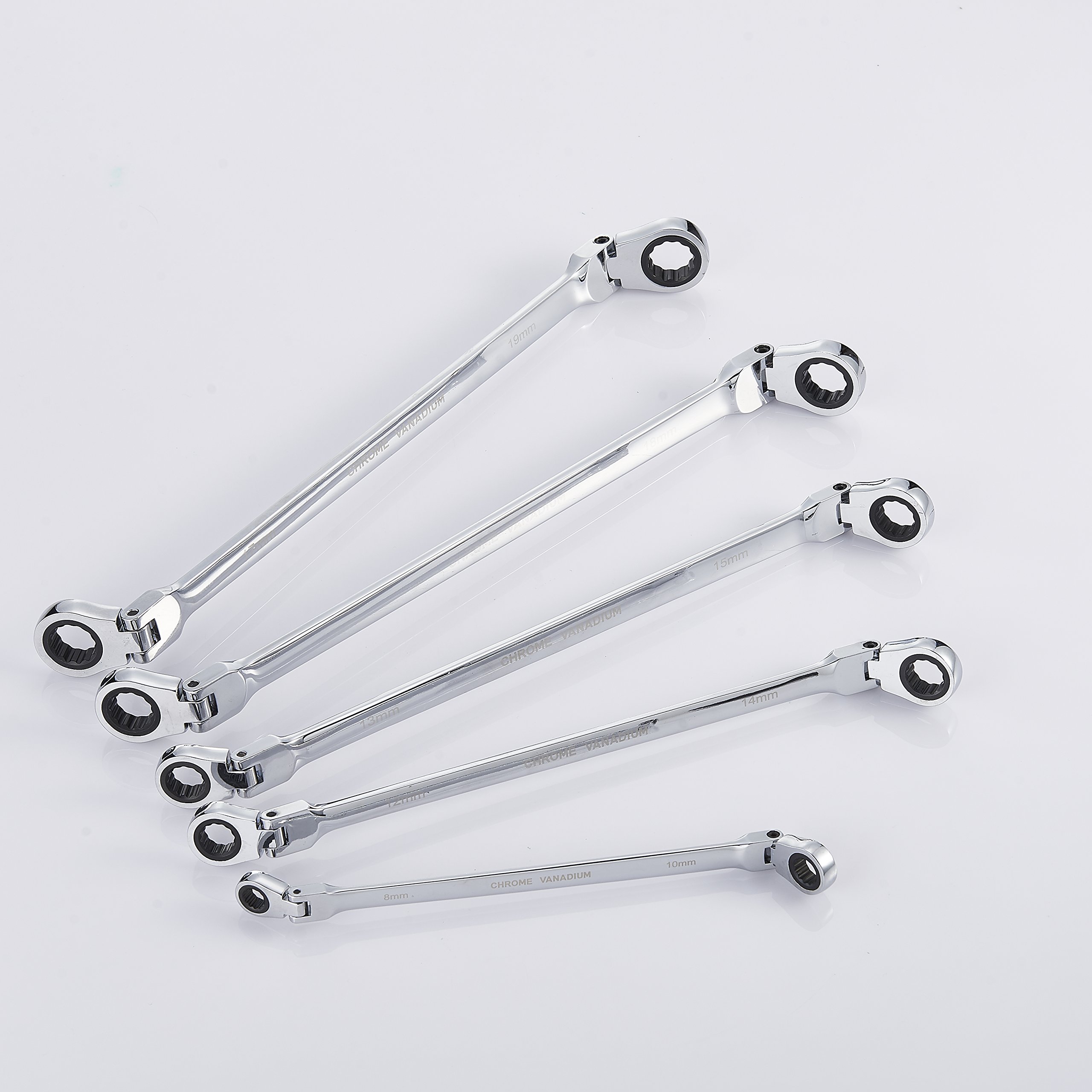 Extra Long Gear Ratcheting Wrench Set Metric XL Extended Handle with