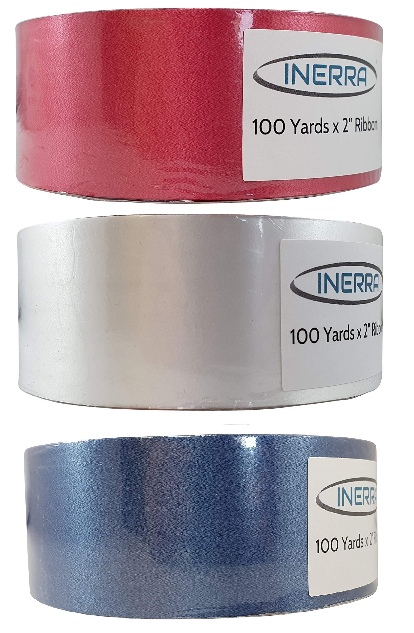 INERRA Ribbon Multipack - 3 x 100 Yard Rolls (Red, White and Navy Blue)