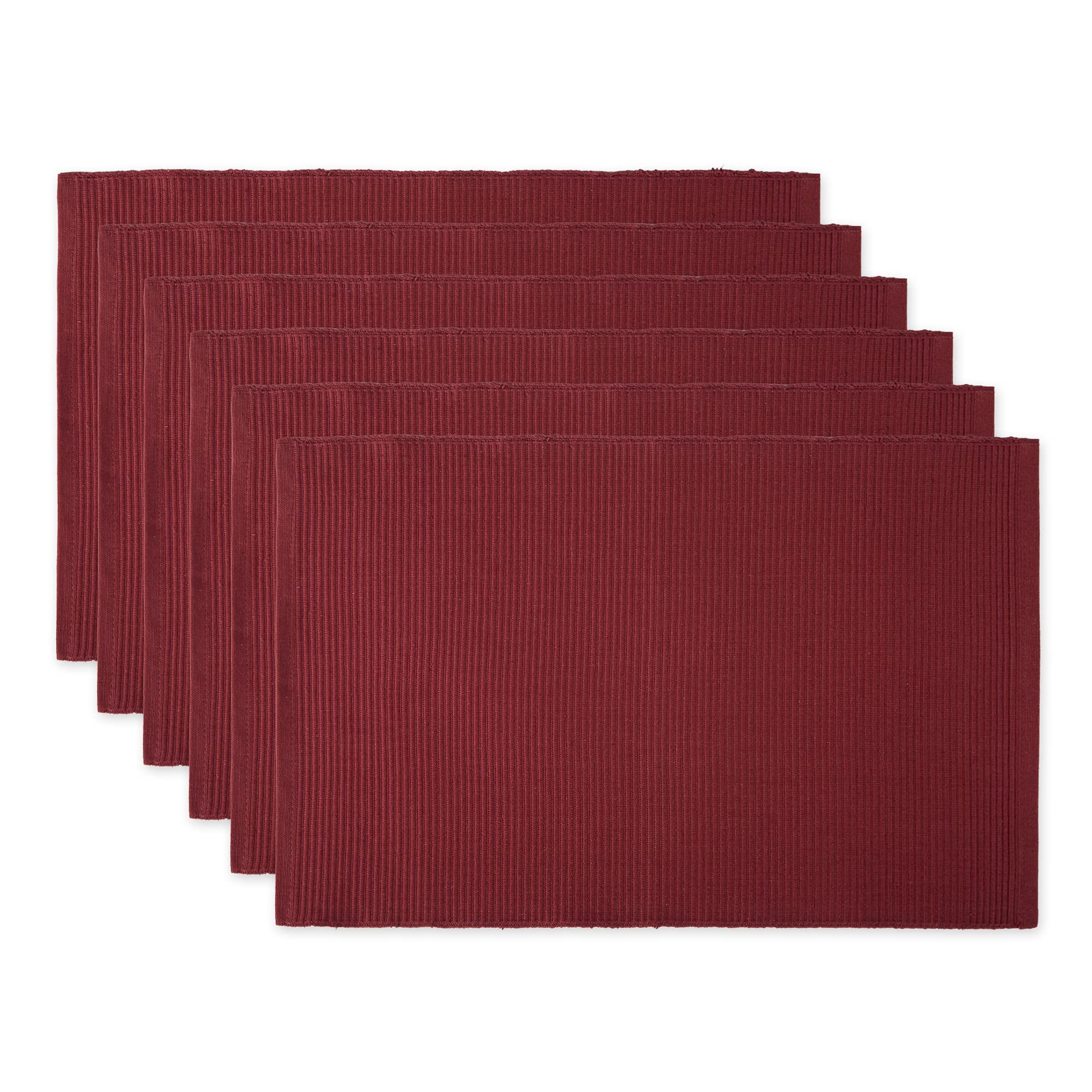 DII Basic Everyday Ribbed Tabletop 100% Cotton, Placemat Set, 13x19, Wine, 6 Piece — image 1