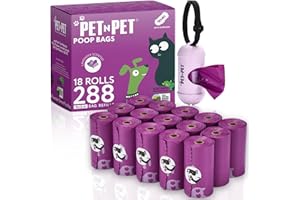 Pet N Pet Poop Bags for Dogs, 288 Counts Lavender Scented Dog Poop Bags Rolls with Leash Dispenser, USDA Certified 38% Plant Based & 62% PE Dogs Waste Bag, Doggie Poo Bag