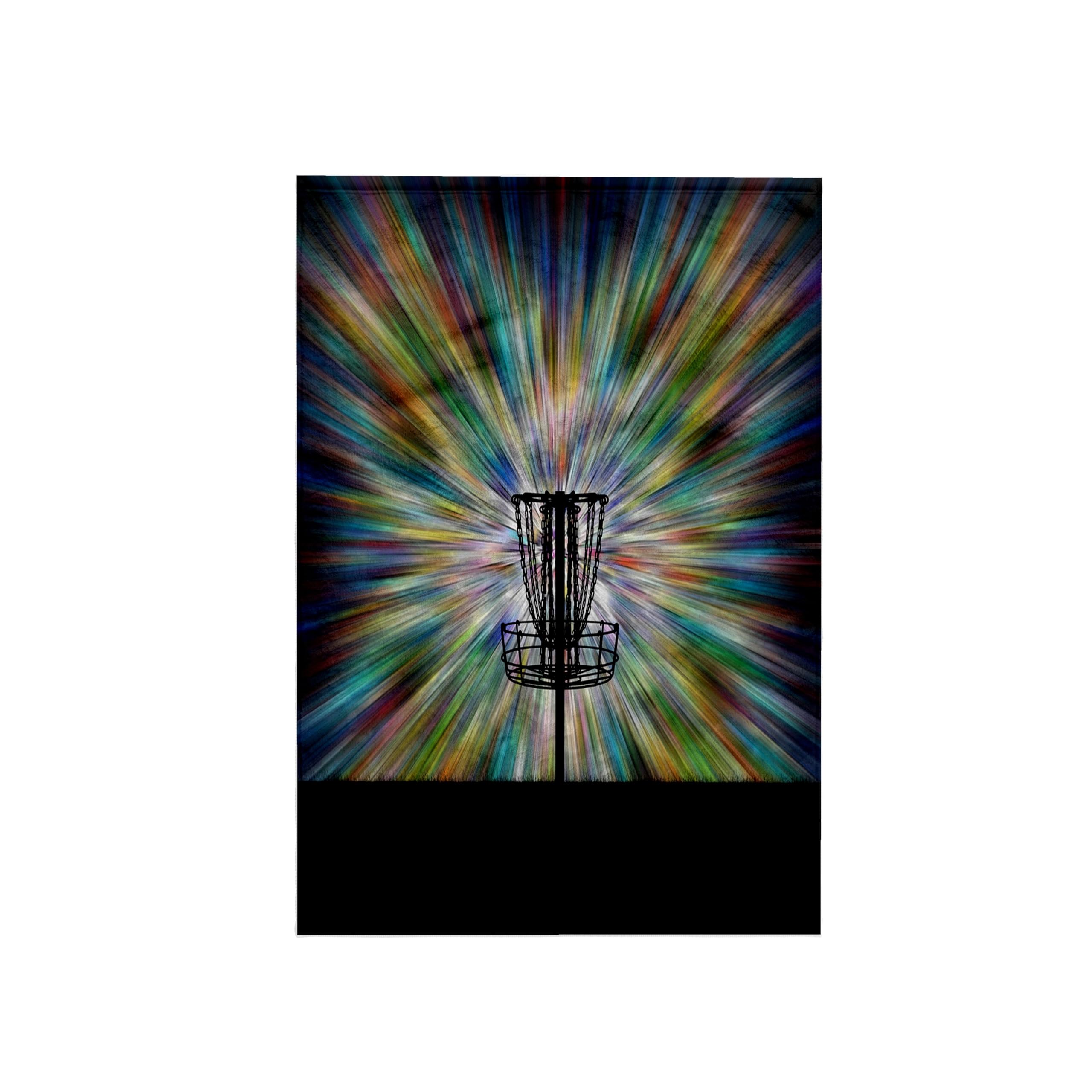 3dRose "Disc Golf Basket Silhouette - Starburst Tie Dye Disc Golf Basket Design Towel, White, 15 x 22-Inch