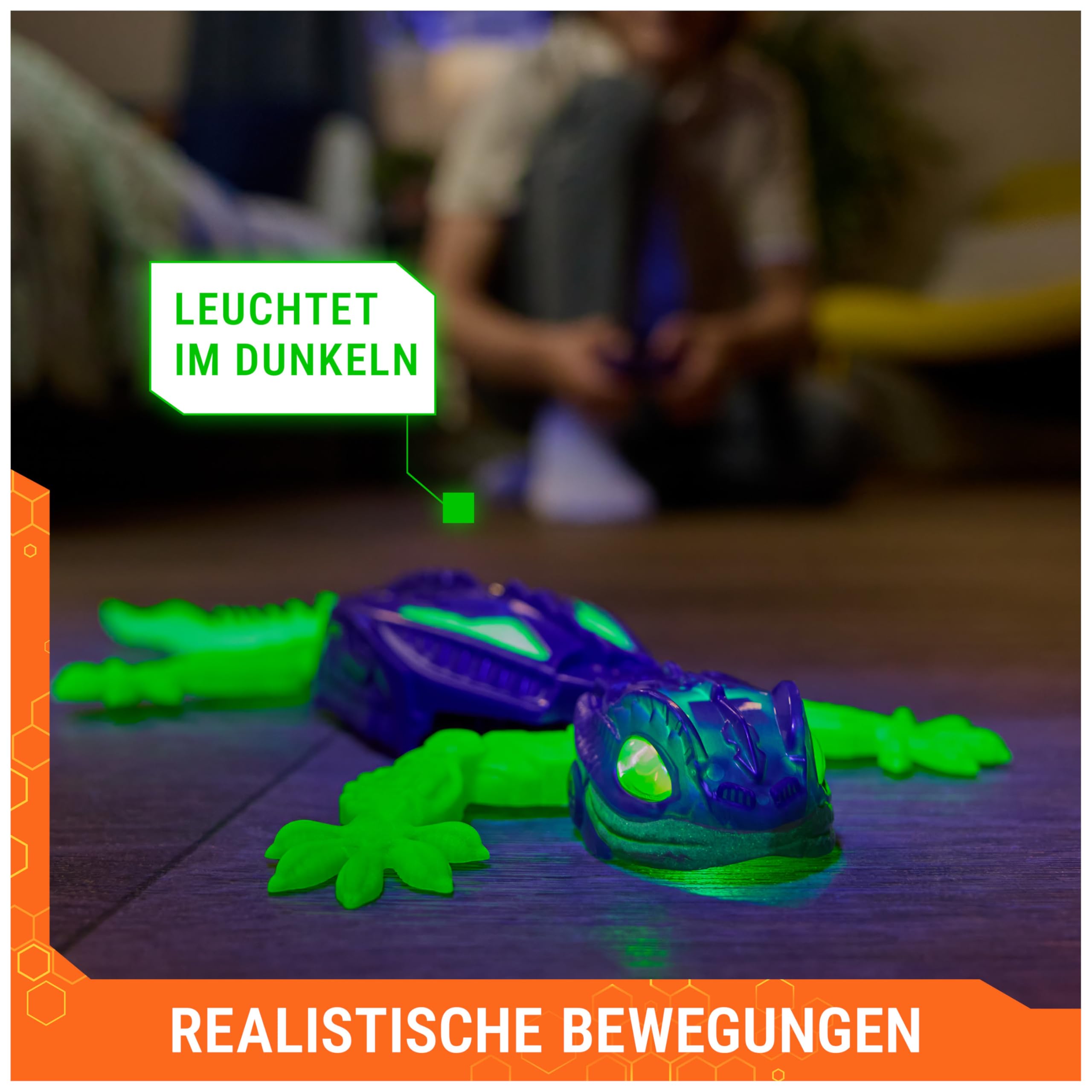 Hex Bots – Wandflitzer Gecko Glow-in-the Dark, RC-Gecko mit LED-Augen & Glow-in-the-Dark-Beinen, das ferngesteuerte Tier klettert an Wänden & Decken, inkl. Fernbedienung, für Kinder ab 4 Jahren 3