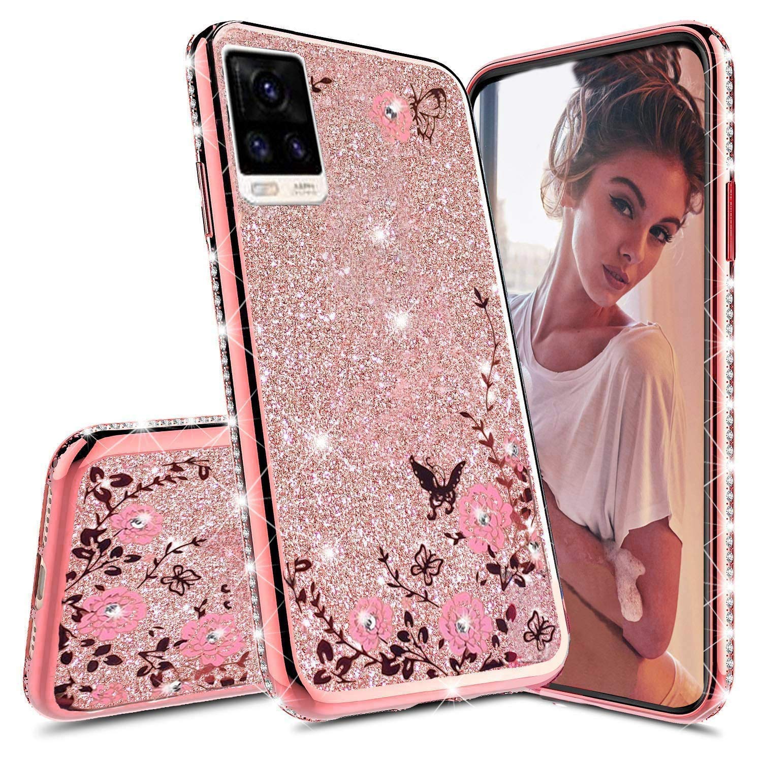 KC Crystals Auora Flower with Glitter Paper Bling Side Diamonds 2 in 1