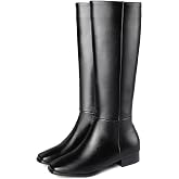 BEAUPAS Women's Knee High Riding Boots Long Tall Boots Flat | Square Toe, Tall Shaft, Smooth Finish, Side Zip Closure