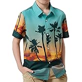 Giggling Getup Hawaiian Shirts for Boys Kids Casual Short Sleeve Button Down Summer Beach Shirt