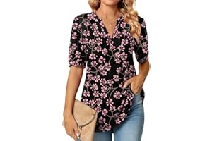Anyally Womens Summer/Spring Puff Short Sleeve Tops Dressy Casual V-Neck T-Shirts Cute Blouse for Work