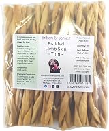 Britten and James 20 Thin Braided Lamb Headskin Sticks for Dogs 280g