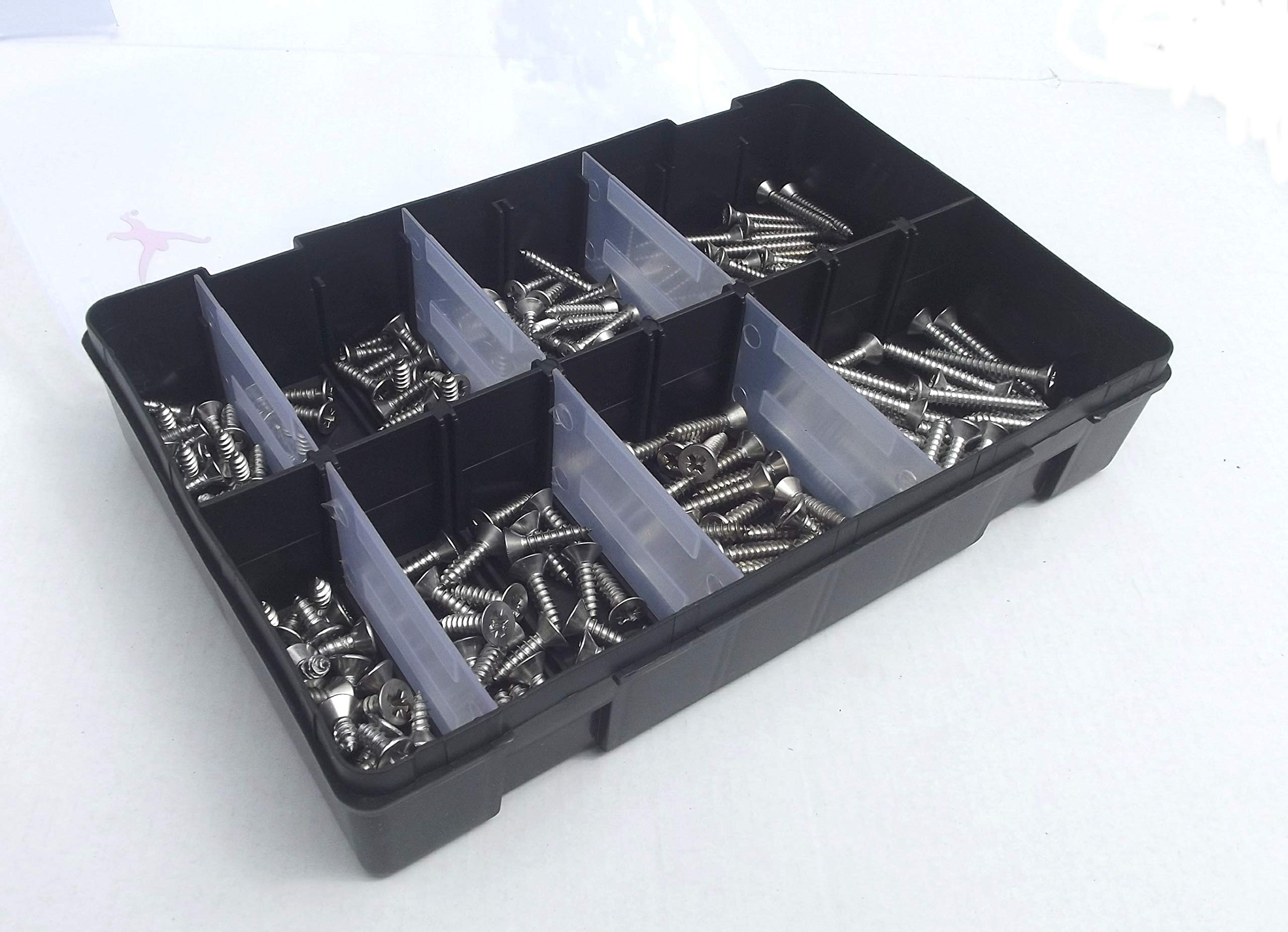 200 Assorted Countersunk Pozi Self Tapping Screws | No.8 and No.10 | A2-70 (304) Stainless-Steel