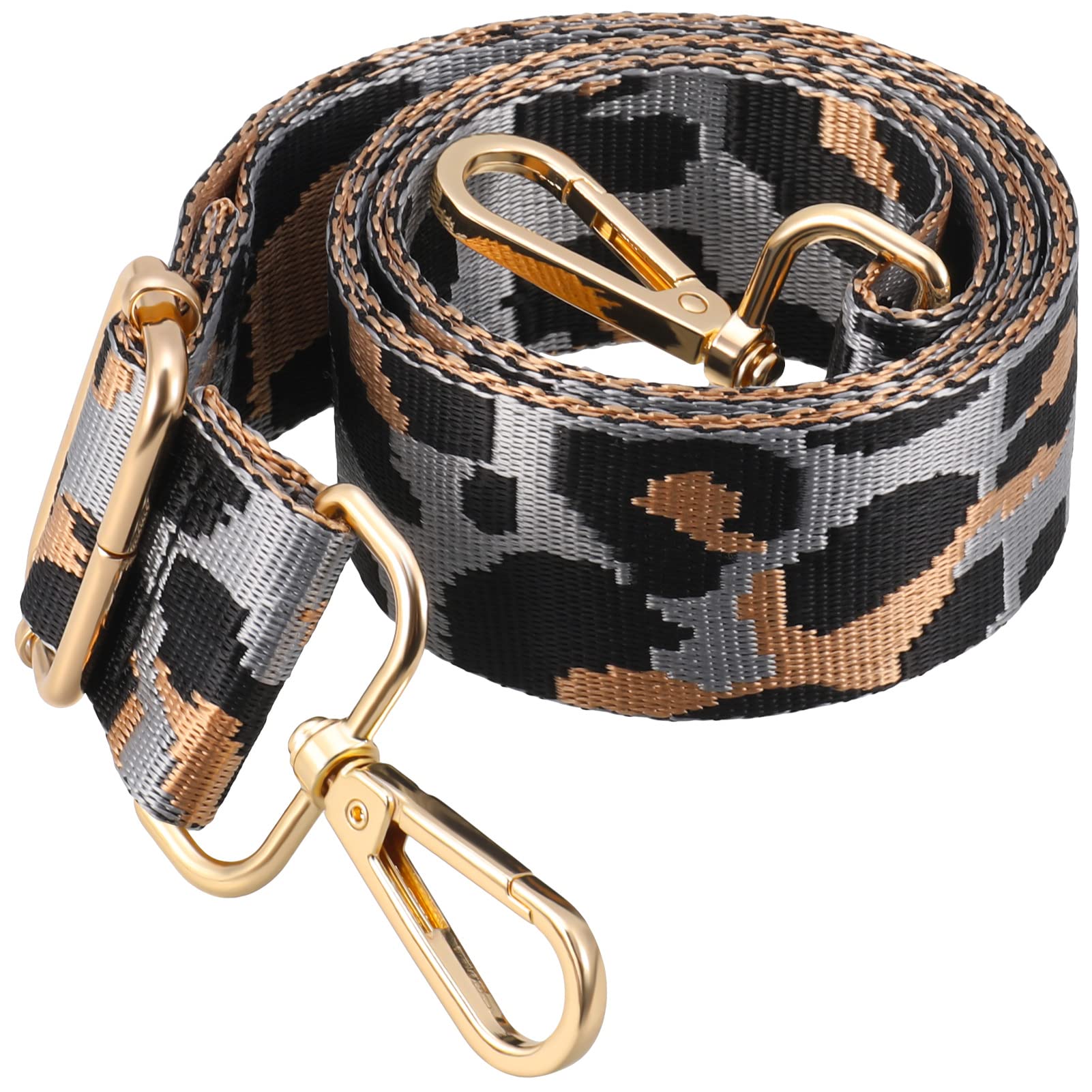 FANTESI Adjustable Replacement Leopard Print Wide Shoulder Crossbody Bag Straps with Clips for Women