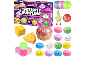 Dumpling Mystery Box Advent Calendar, 25-Day Countdown Surprise, Random Surprise Soft Bao Squishies,Anxiety Relief Bao Bun fo