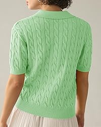 Imily Bela Women's Cable Short Sleeve Sweaters Tops