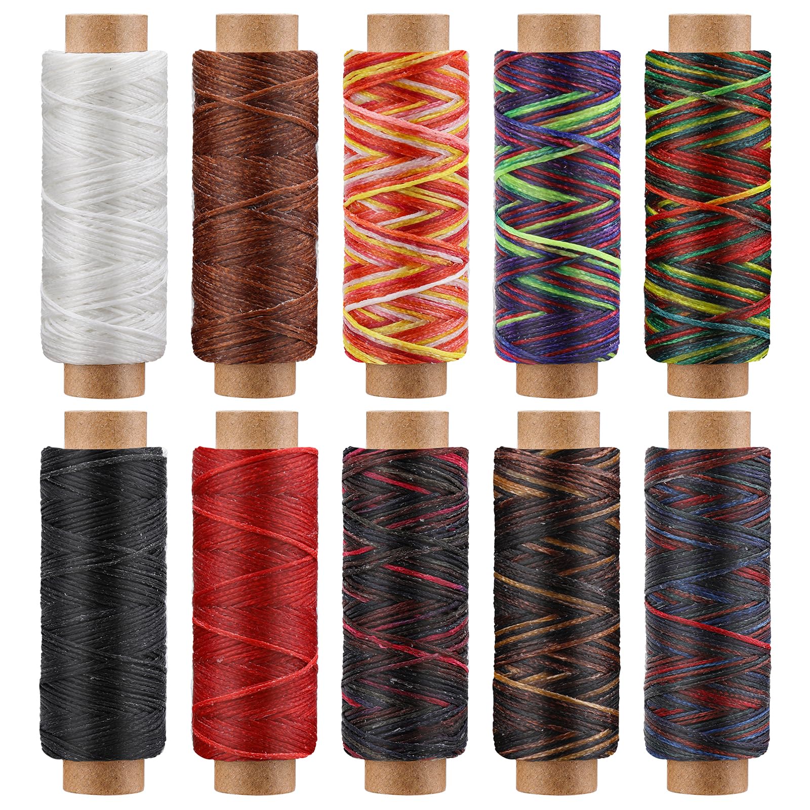 10 Pcs Waxed Thread for Bookbinding Thread 550 yards Leather Sewing Wax Thread Upholstery Thread for Leather Craft Beginners Stitching, Bookbinding, Bracelets Making