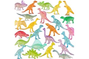 YEONHA TOYS 96 Pack Glow in Dark Mini Dinosaur Bulk Toy Set, Dinosaur Party Favors for Kid, Dino Figure Cupcake Toppers, Birthday Decorations Goody Bag Filler, Classroom Prize, Pinata Stuffers, Halloween Treats