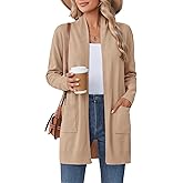Zeagoo Women Long Cardigan Sweaters Lightweight Open Front Duster Knit Fashion Sweater Coats Trendy Cardigans with Pocket