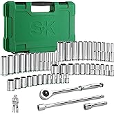 SK 1/4" Drive Socket Set with 216-P Ratchet, 50-Piece, SAE &amp; Metric Sockets | Quick-Release Ratchet, SuperKrome Finish, Premium CR-V Steel, Heat Treated, with Storage Suitcase