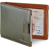 RFID Blocking Slim Money Clip Wallet – Leather Bifold Front Pocket Minimalist Mens Wallet with Money Clip for Men, Small Credit Card Holder Wallet - Travel Wallet with Gift Box