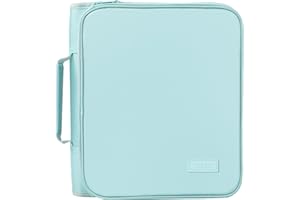 SUNEE Zippered Binder Bag with Handle, 2-Inch 3-Ring O-Ring, 500-Sheet Capacity, Includes Zip Pocket, 5-Tab Expanding File Folder, Multi-Pocket Organizer Binder for Middle School, Sky Blue