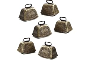 6Pcs Vintage Style Copper Grazing Bells,Cowbell for Grazing Cattle,Horses and Sheep,Anti-Lost Hanging Neck Cowbell,DIY Crafts