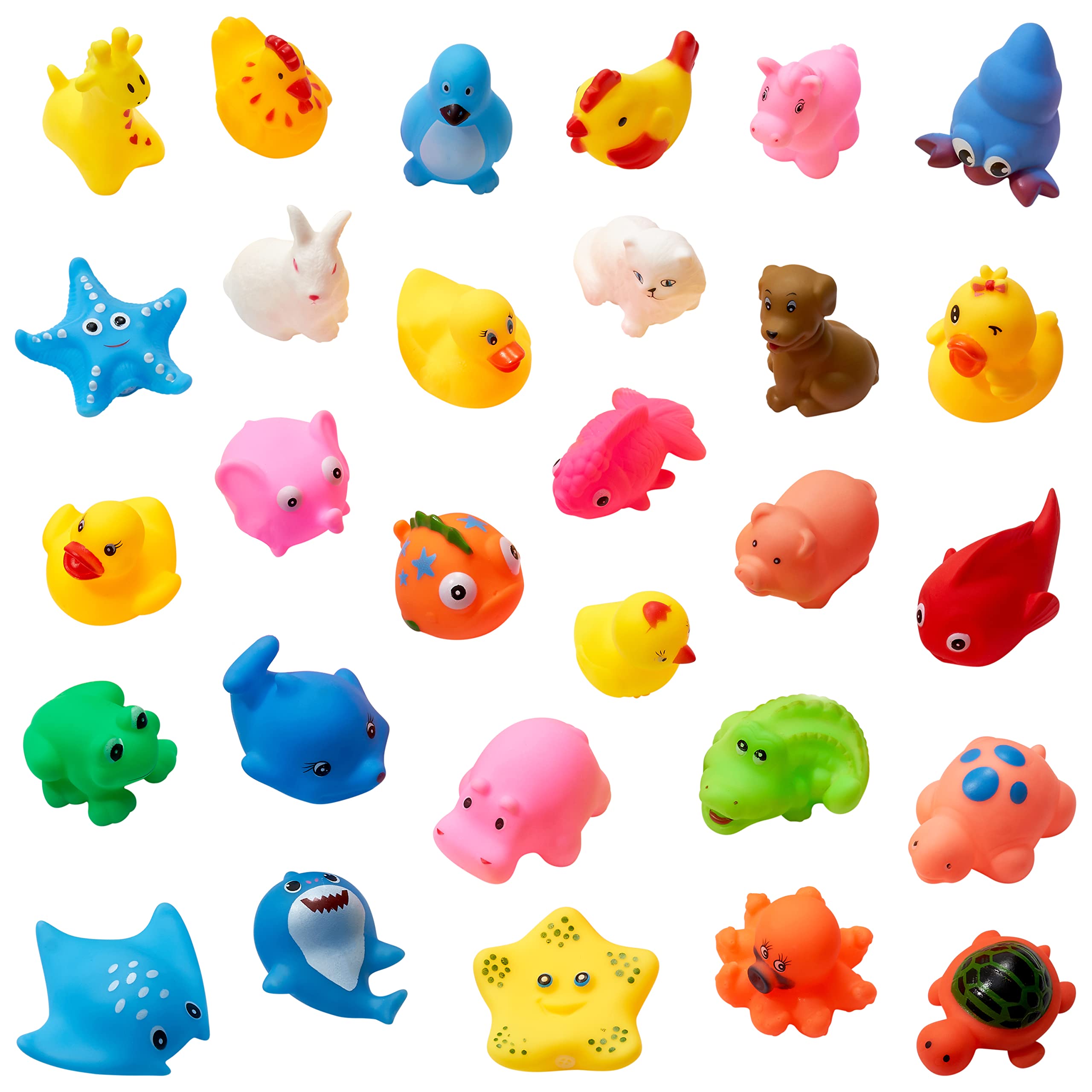 THE TWIDDLERS 30 Pack Animal Bath Toys Set - Floating Ocean & Farm Animals, Fun Squirty Toys for Bath Time