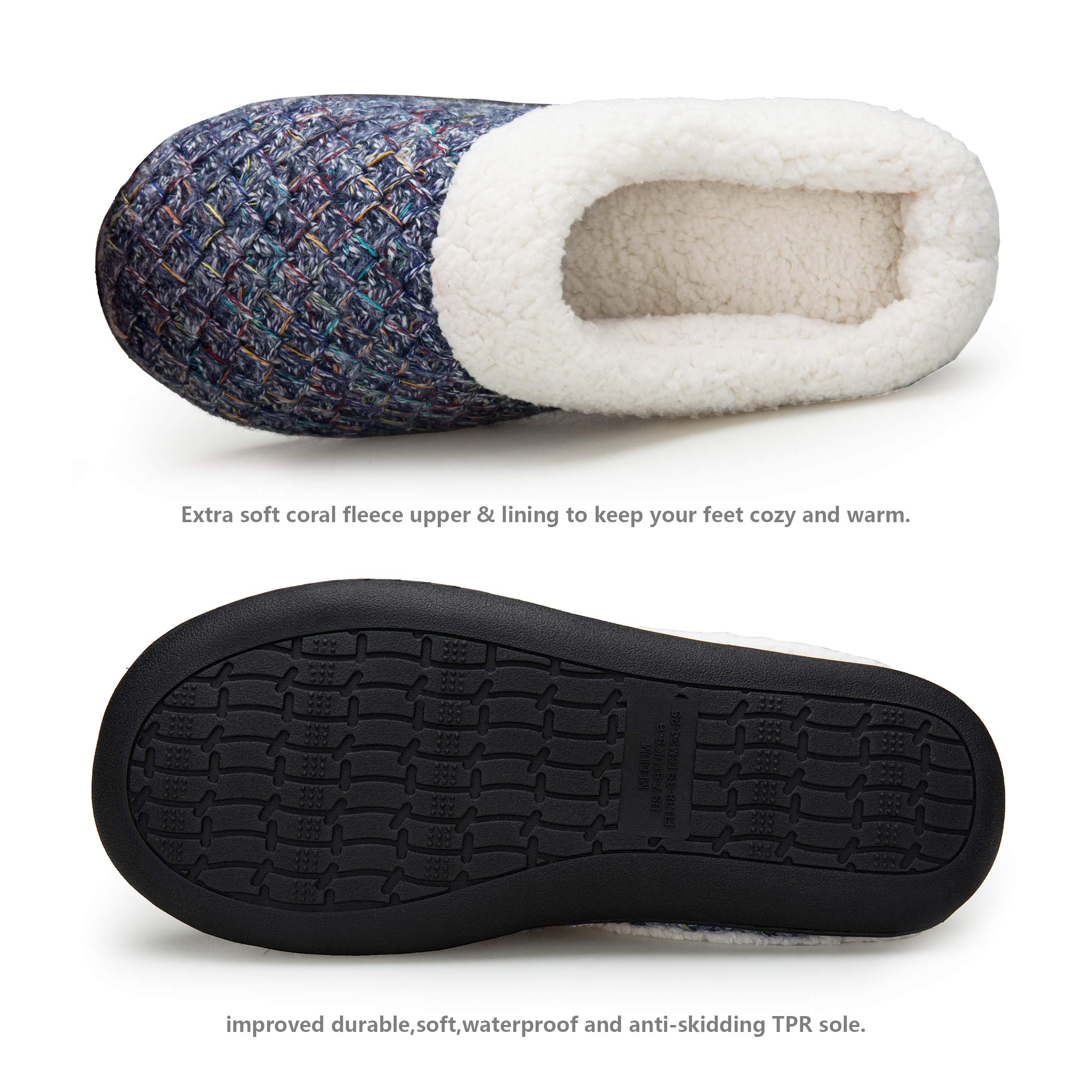 EAST LANDER Women’s Memory Foam House Slippers Washable Anti-Slip Slippers Indoor ShoesELMT002-W3-S