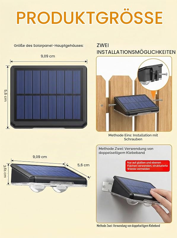 Solarlampen für Außen, 4 Stück Solar Wandleuchte Aussen,3 Leuchtmodi IP65 Wasserdicht, Solar Decklichter für Aussen Garten Treppen, Zaun, Hof, Garten, Terrasse, Weg
