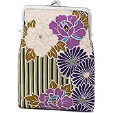 Floral Square Buckle Coin Purses (Kiss Lock Small Makeup Bag/Retro Flower - Purple) / Made in Japan Change Purse Wallets Tiny Makeup Bag for Woman