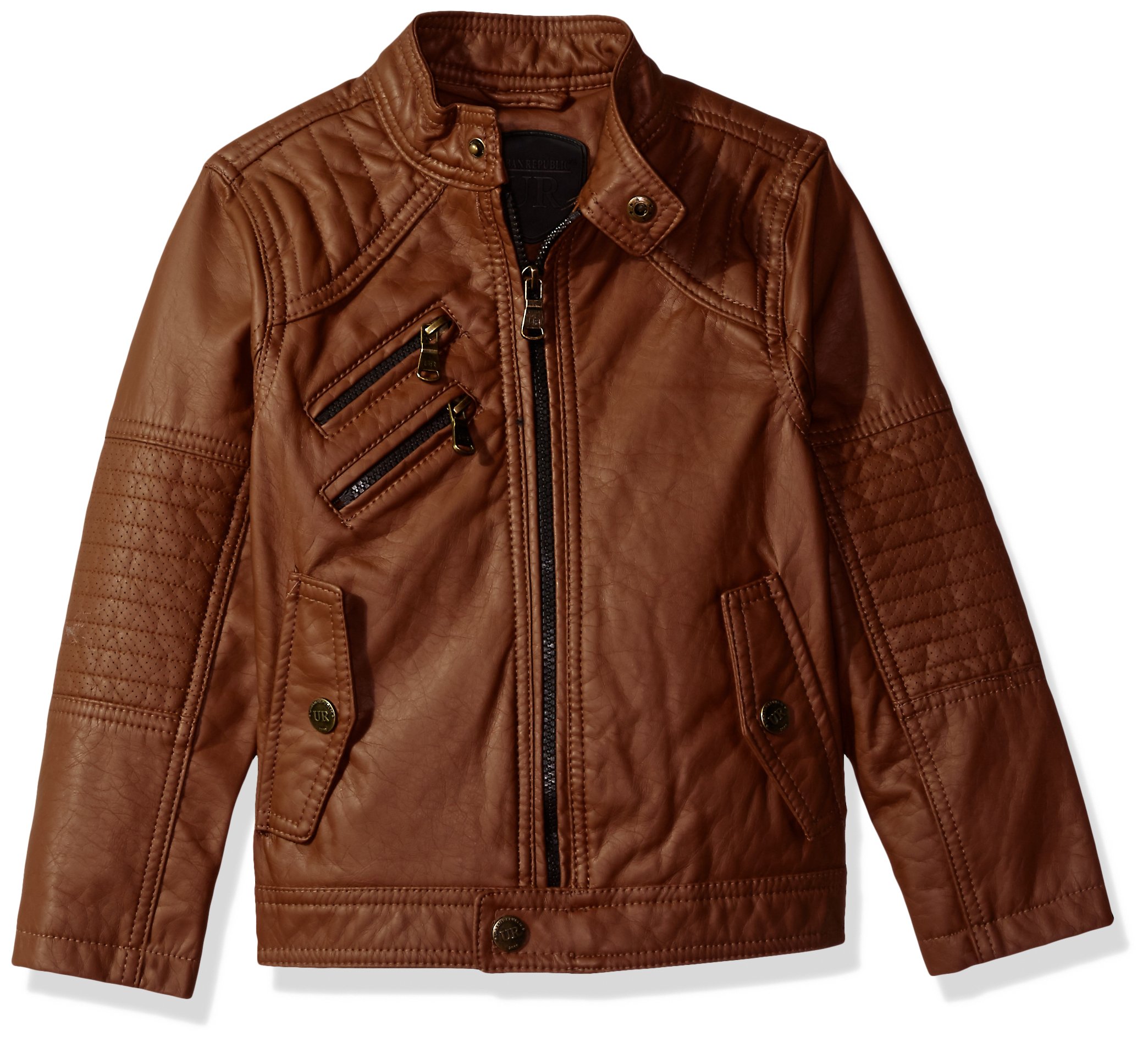 Galleon Urban Republic Big Boys' Ur Faux Leather Jacket, Cognac, 14/16
