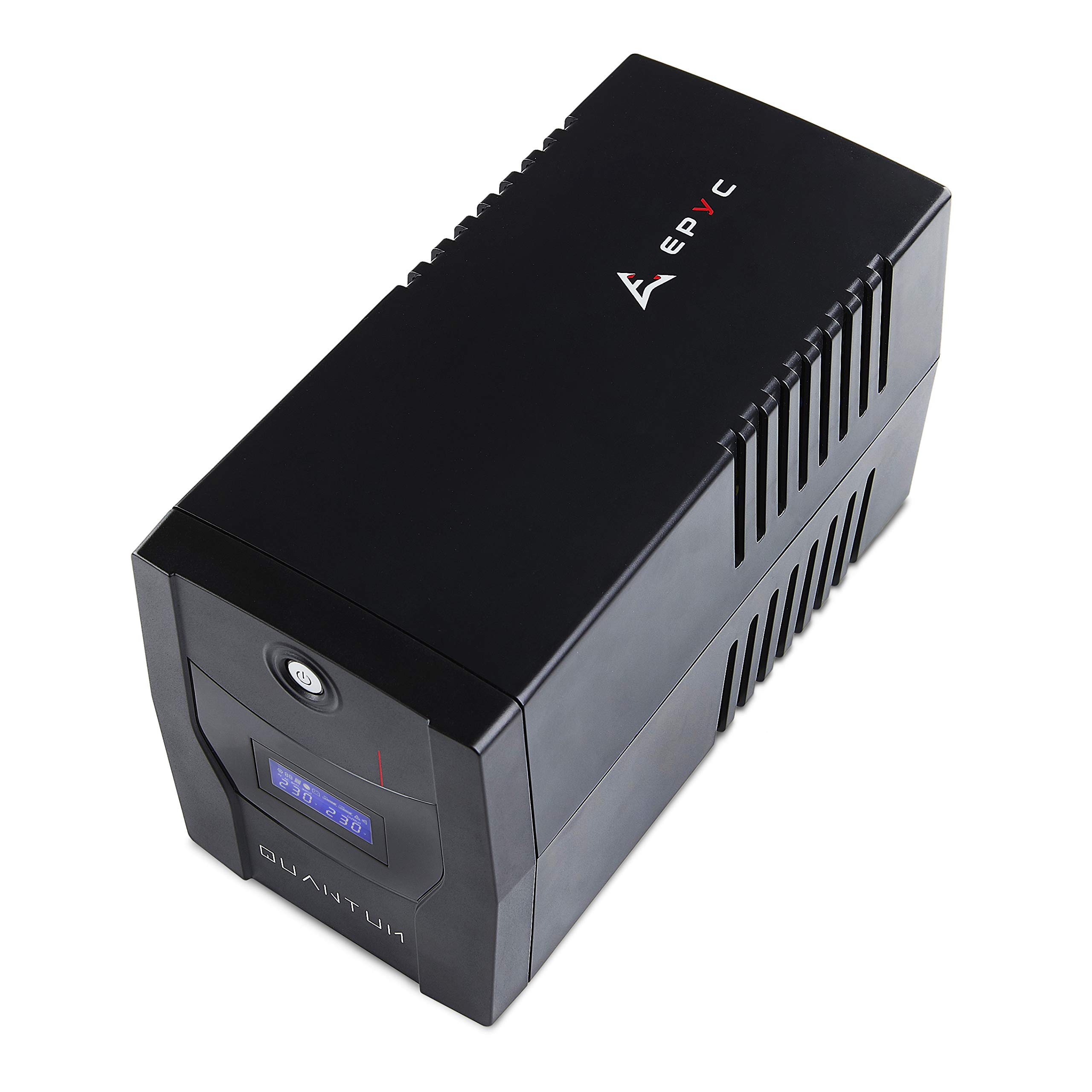 EPYC® Quantum - USV für Computer, 2200VA / 1320 Watt, UPS, Unterbrechungsfreie Stromversorgung für PC, Line Interactive, AVR, 5 Ausgängen (2X Schuko + 3X IEC), Maximale Autonomie, USV 230v 3