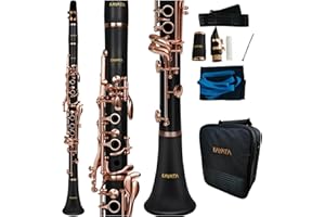 KAYATA B Flat Clarinet - Rose Gold Plated Student Clarinet with Reed, Cleaning Kit, Canvas Case