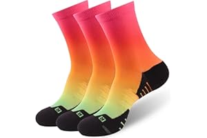 NIcool Cycling Socks For Men Women,Bright Crew Socks Running Socks Tennis Golf Athletic Socks For Youth