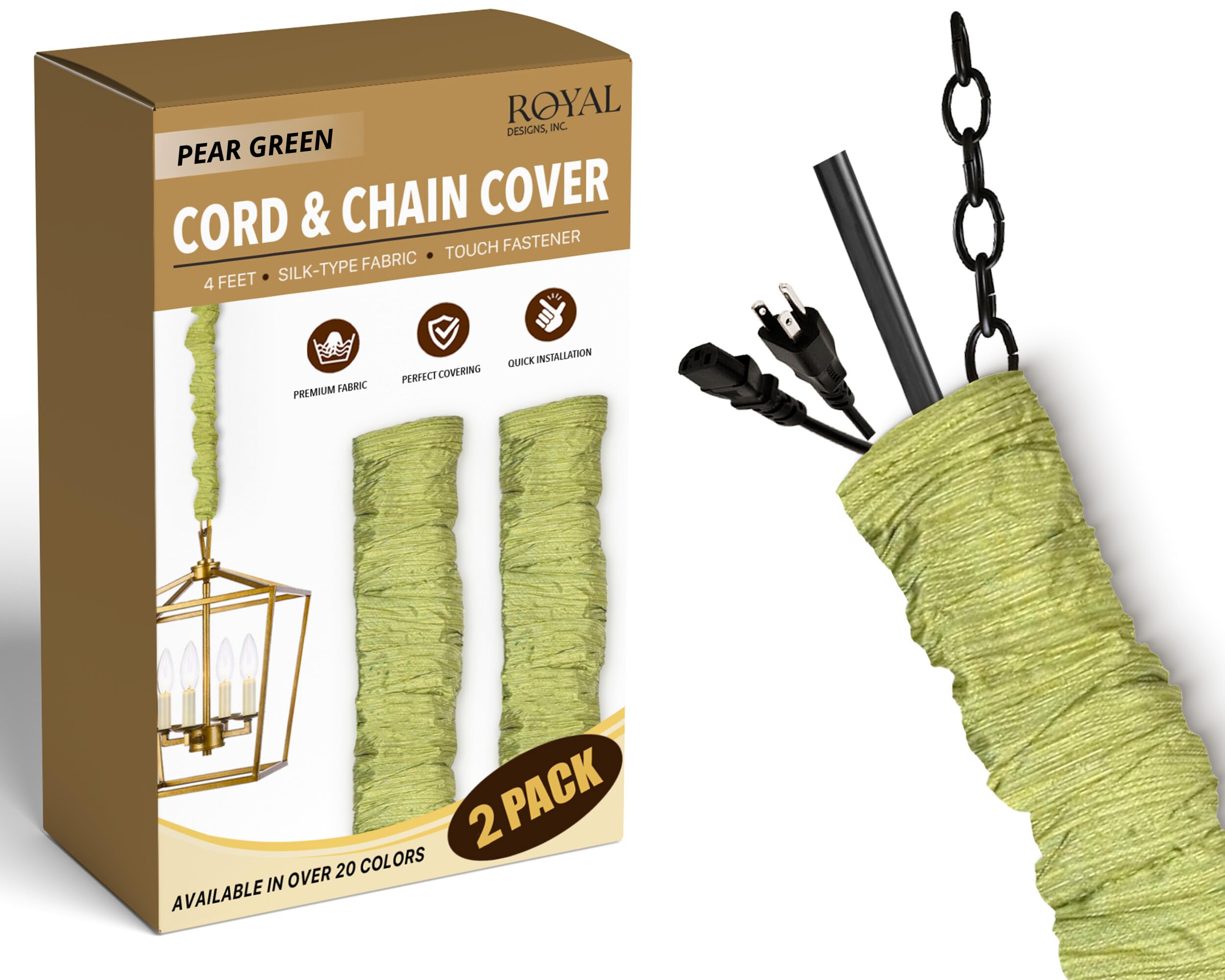 Royal Designs CC-10-PGR-2 Cord & Chain Cover, 4 feet Long, Set of 2, Pale Green — image 1
