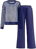 ANRABESS Womens 2 Piece Outfits Crochet Sheer Knit
