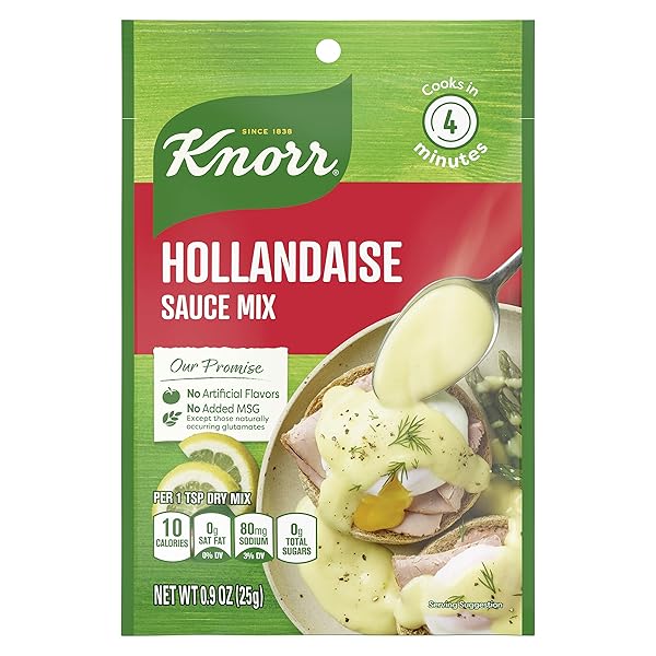 KNORR SAUCE MIX SAUCES FOR SIMPLE MEALS AND SIDES HOLLANDAISE NO ARTIFICIAL FLAVORS, NO ADDED MSG 0.9 OZ