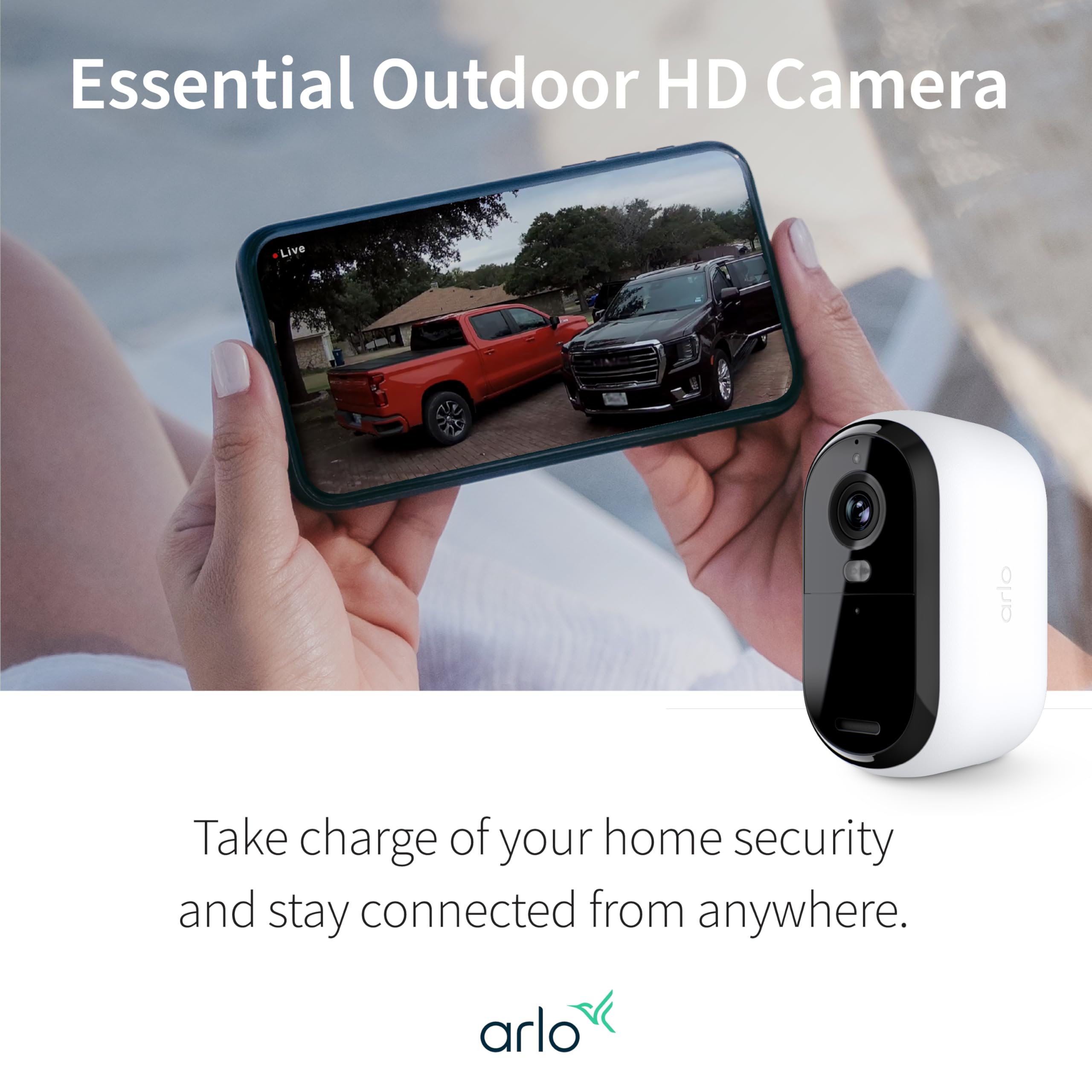 Arlo Essential Security Camera 1080p HD | Outdoor - Indoor | 2nd Gen | Wireless with Spotlight, 2-Way Audio, Color Night Vision, Live Stream, Real Time Notifications, Wide Angle - White, 2 Cameras
