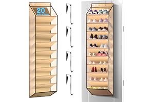 Kotkn 10 Tier Over The Door Organizer - Heavy Duty Hanging Storage Rack with Sturdy Oxford Fabric, Holds 20+ Pairs of Footwear, Boots & Sneakers, Saves 50% Closet Space(Beige)