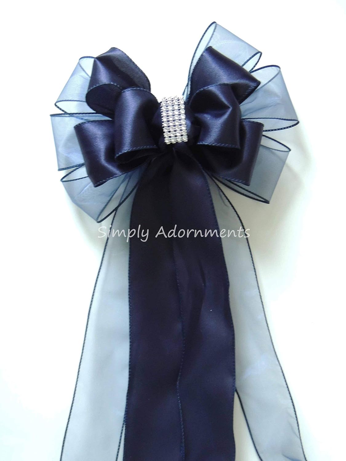 Amazon Com Navy Blue Wedding Pew Bow Navy And Bling Wedding Pew