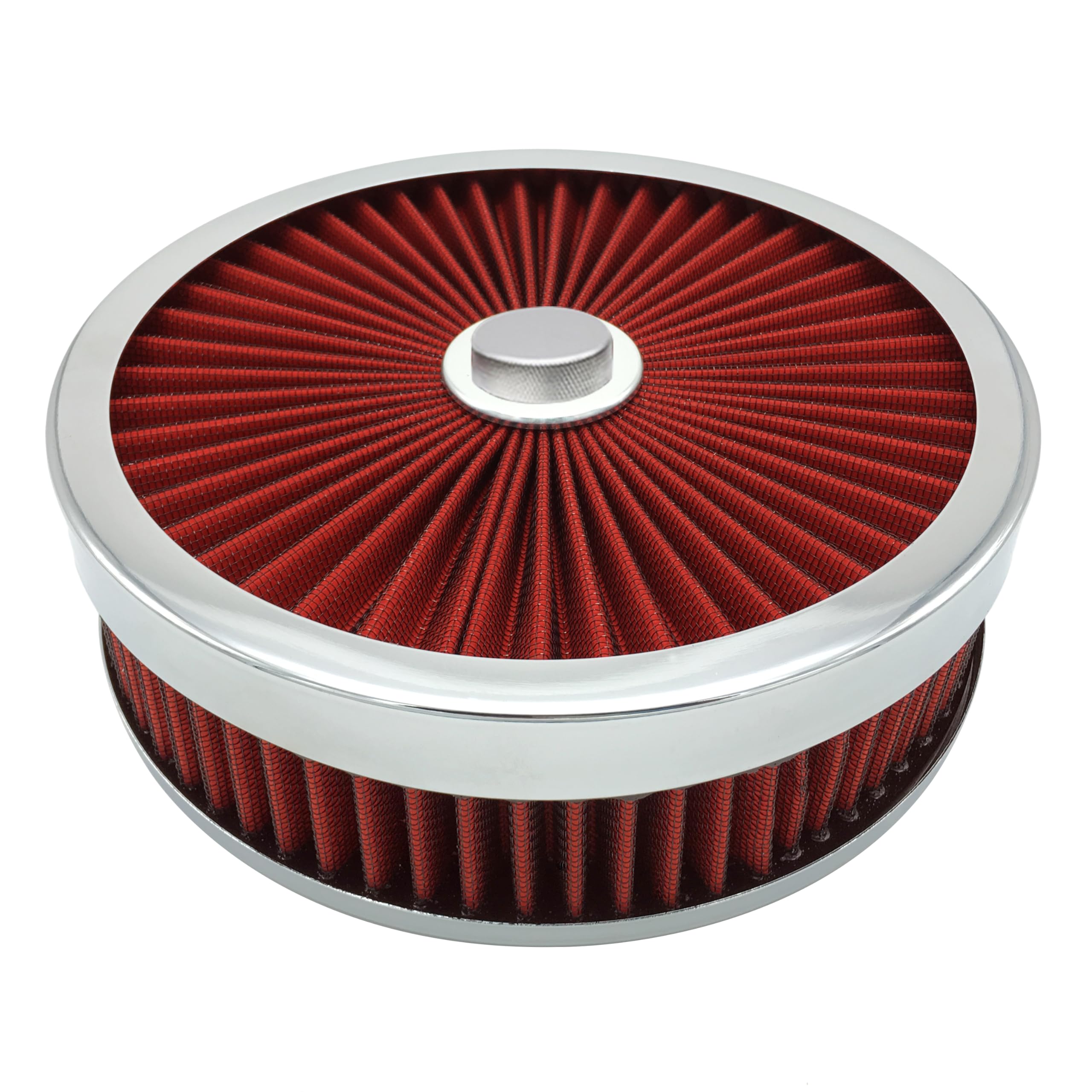 Photo 1 of SAGE PERFORMANCE Full Flow Round 6''X2'' Air Filter Assembly Kit RED, Washable and Reusable, with Mounting Stud & Wing Nut Kit, for 4 Barrel Carburetor V8 Engines