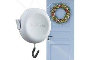 ZIP 'N HANG Wreath Hanger for Glass Doors, Screen Doors – ZipnHang Xtra (White - 1 Pack) Strong, Durable, Less Visible Lines. Adjustable Wreath Hangers for Front Door, Damage Free Over The Door Hooks.
