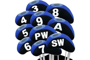 Golf Iron Head Covers Neoprene with Numbers Printed Value 10 Pcs Set, Headcovers Durable Portable Color Red Blue Green Fits A