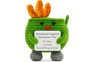THE TREND COLLECTION Emotional Support Dumpster Fire Crochet, Handmade Positive Support Gift. Counselor, Teacher, Manager, Co Worker Office Desk Decor. Friends and Family. Funny Stress Relief Gag Gift.