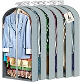 6 pcs 40" Garment Bags for Hanging Clothes, Clear Suit Bags for Closet Storage Clothing Storage, Garment Bags for Travel Covers with 4" Gussets for Coats, Jackets, Shirts and Sweater