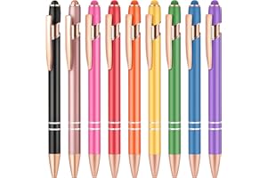 Aozora 9 Pack Ballpoint Pens Smooth Writing 2-in-1 Stylus Retractable Ballpoint Pen with Stylus tip, Office Decor Metal Stylu