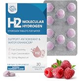 Hydrogen Tablets, Molecular Hydrogen H2 Tablets, 16 PPM Hydrogen Water | Hydrogen Tablets for Drinking Water, 120mg Magnesium; Advanced Hydrogen Technology, Natural Raspberry Flavor, 30 Tablets