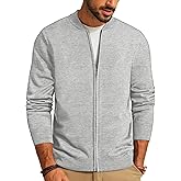Men's Casual Full Zip Cardigan Sweater Slim Fit Stand Collar Sweater Jacket