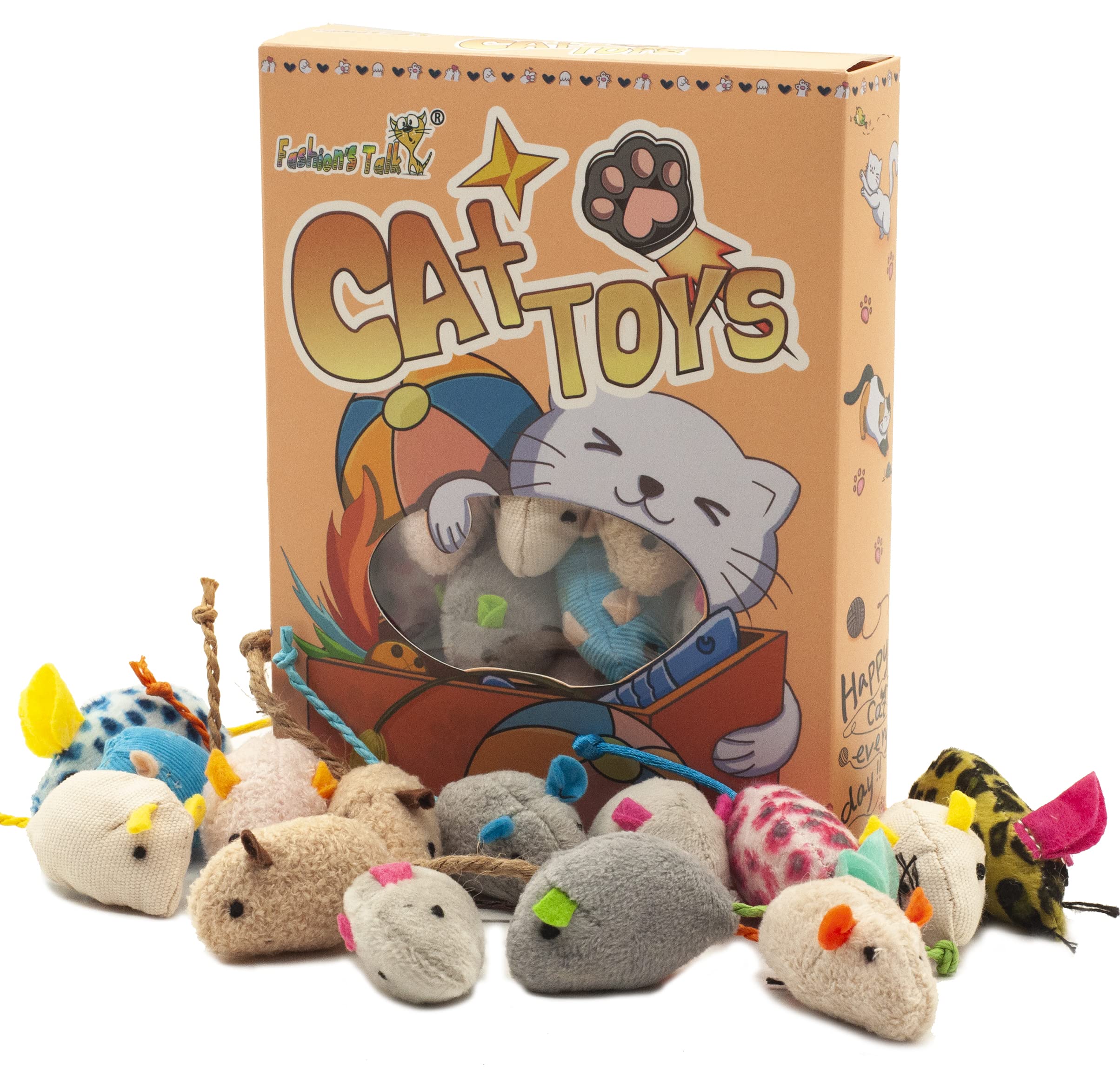 Photo 1 of Fashion's Talk Mouse Cat Toys Soft Plush Catnip Mice Assorted Style Variety Pack 32 Count