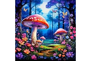 EIBEILI Diamond Painting Kits for Adults, Mushroom Art for Beginner DIY Round 5D Paint with Diamonds Pictures Gem Full Drill Diamond Dots Crystal Craft Kits for Home Wall Decor Gifts 12x12inch
