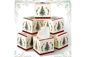 Yeaqee 6 Pack Christmas Facial Tissue Cube Box Square 480 Sheets Xmas Tree Christmas Paper Facial Tissues Cube Box for Winter Xmas Holiday Kitchen Office Home Car Decor