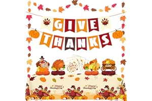 DMIGHT Thanksgiving Decorations GIVE THANKS Banner Hanging Swirls for Indoor Home Party Office Classroom School Thanksgiving Table decor