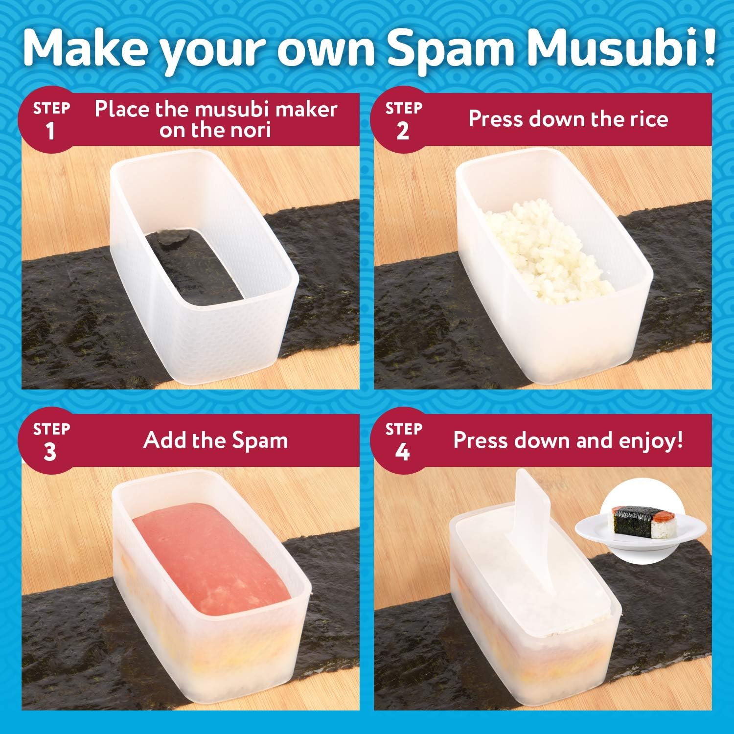 Amazon Com 2 Pack Musubi Maker Press Bpa Free Non Stick Non Toxic Sushi Making Kit Spam Musubi Mold Make Your Own Professional Sushi At Home Hawaiian Spam Musubi Kimbab
